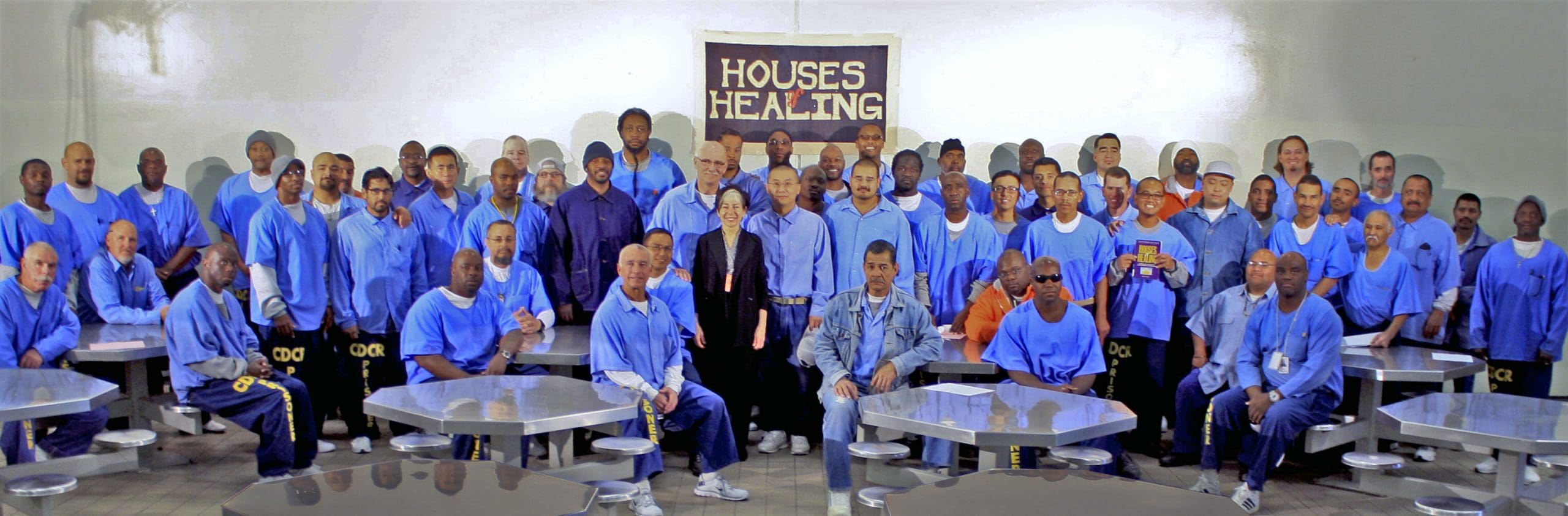 The author of Houses of Healing, Robin Casarjian, with a group of successful participants in our prison rehabilitation program.